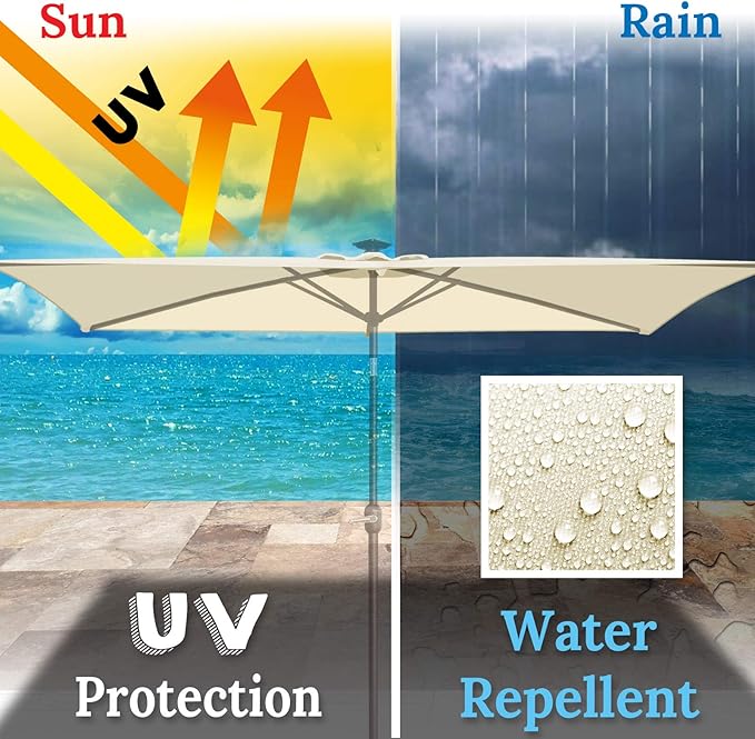 BenefitUSA Top Cover Replacement Umbrella Canopy for 10ft x 6.5 ft 6 ribs Patio Umbrella Outdoor Market (Canopy Only)