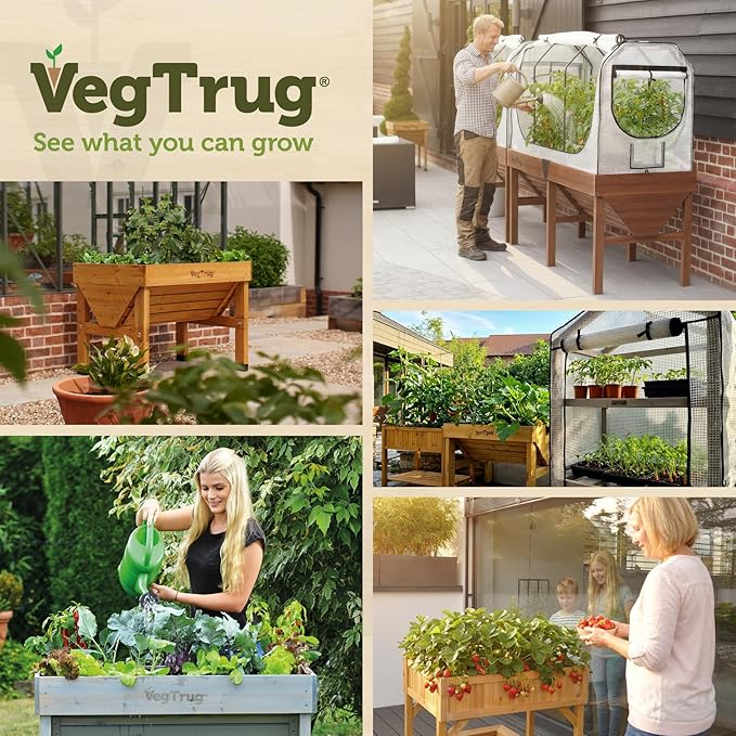 VegTrug Raised Bed Planter, Outdoor Herb Planter, 1 m, Natural