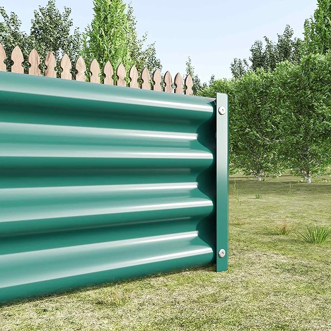 Raised Garden Beds Outdoor, Rectangle Galvanized Metal Planter Box with Kit, Above Ground Garden Bed for Vegetables Herbs Flowers and Plants (Green, 6×3×1)