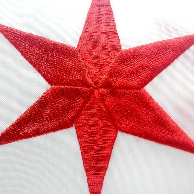 Chicago Flag 3x5 FT Outdoor - 300D Polyester Embroidered US Chicago City Flag with Brass Grommets for Porch, Garden, Pole