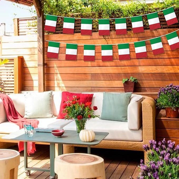 Italy Flags Italian Small Mini Hanging Flags Pennant Banner Decorations For Schools,National Sports Events, Grand Opening,Patriotic Festival, Party, 20Ft 20 PCS