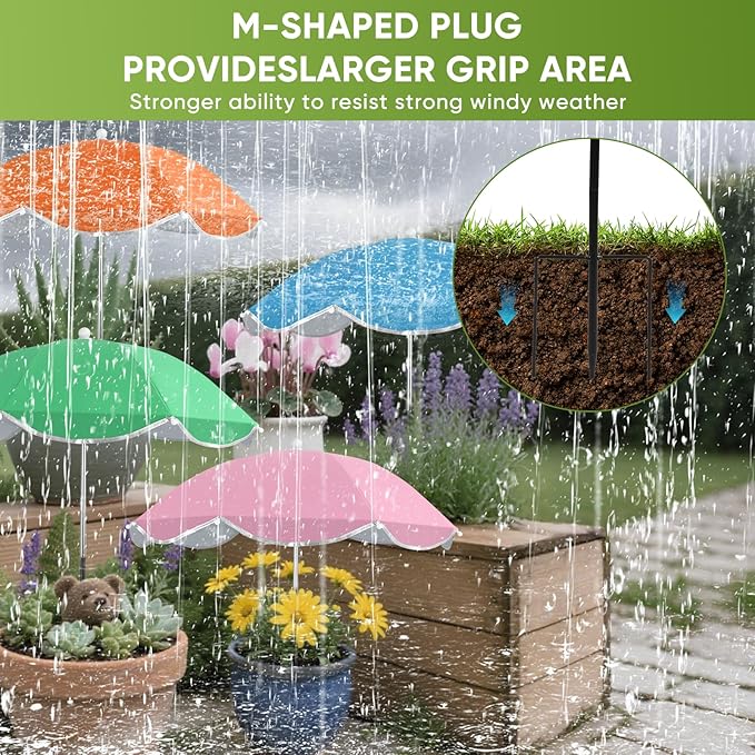 4Pack Plant Umbrellas for Outdoor, 24inch Plant Shades for Outdoor with Durable 39.5'' High M-Shaped Plug for Stronger Wind Resistanc Flower, Potted, Garden Beds