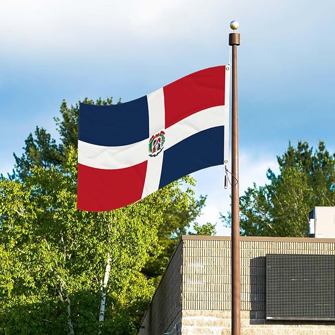 3x5 Feet Dominican flag Outdoor Gardens Man Cave College Car Decor Double Stitched Edges Vivid Colors Polyester Fabric Dominican Republic Flag With 2 Brass Grommets (pk7)