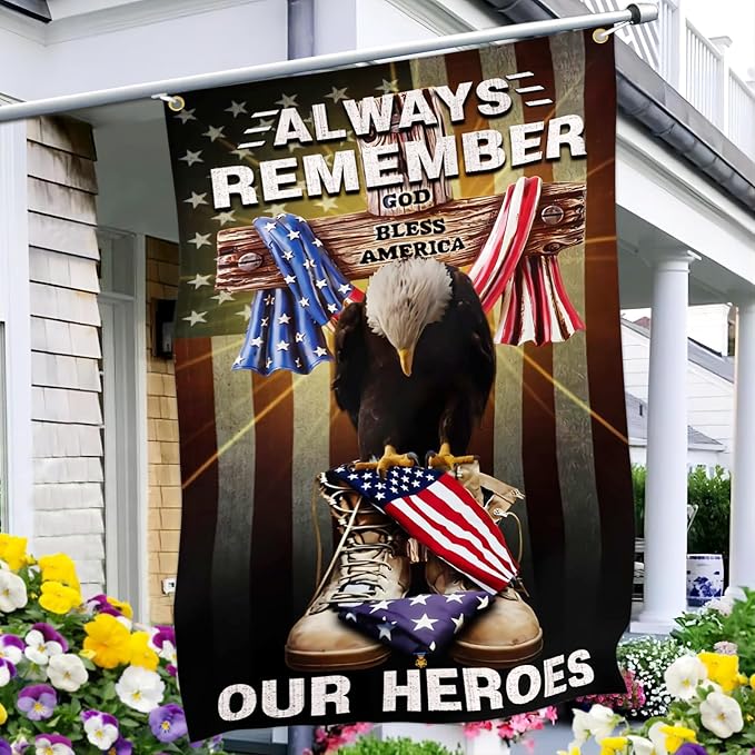 NASIAN Memorial Day Flag Always Remember Our Heroes Flags for Outside 3x5 Double Sided 4th of July Independence Day Flag Patriotic House Yard Decorations Banner
