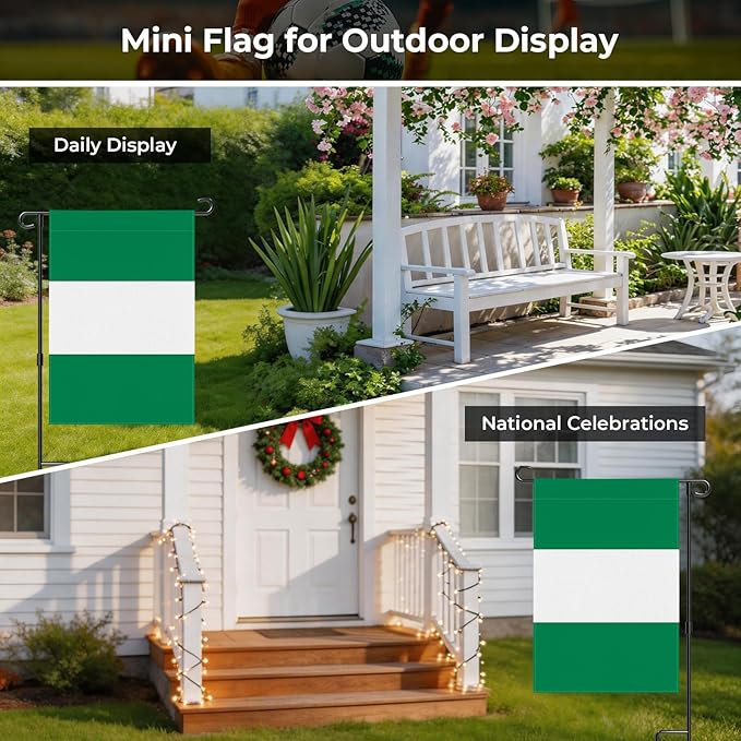 Nigeria Garden Flag 12 x 18 Inch, Nigerian Yard Flag Double Sided Burlap Outdoor Decor for Porch, Lawn, Mailbox, National Celebrations