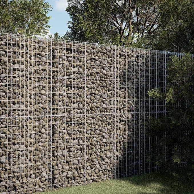 Galvanized Iron Gabion Basket with Cover 39.4"x39.4"x78.7" Outdoor Metal Mesh Planter Box for Raised Garden Beds, Decorative Walls & Landscaping