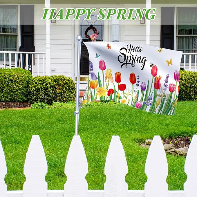 Batiyeer 4 Pcs Seasons Garden Flag for Outside Double Sided 3 x 5 ft Spring Summer Autumn Winter Holiday House Flag Banner with Grommets Photo Backdrop Outdoor Party Supplies(Stylish Style)