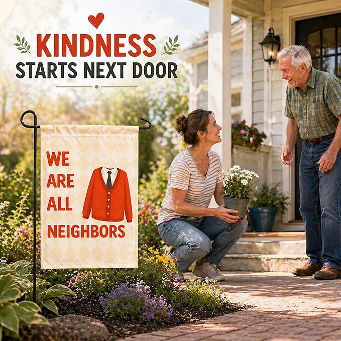 Fall Decor - We Are All Neighbors Garden Flag | Fall Thanksgiving Party Favors Supplies Decorations for Outdoor Outside - Inclusivity Diversity Love Thy Neighbor Banner for Garden Porch Patio Lawn Yard