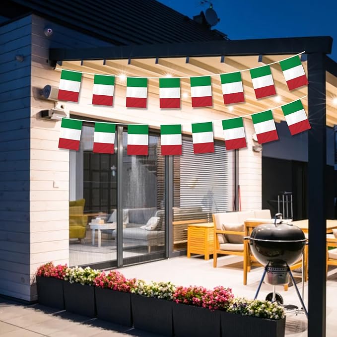 Italy Flags Italian Small Mini Hanging Flags Pennant Banner Decorations For Schools,National Sports Events, Grand Opening,Patriotic Festival, Party, 20Ft 20 PCS