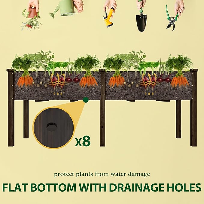 MUPATER 6'x1.8' Raised Garden Bed – Elevated Planter Box with 8 Drainage Holes, 6.8 Cubic Feet Large Capacity, Six-Leg Design for Garden, Patio, and Greenhouse, Rustic