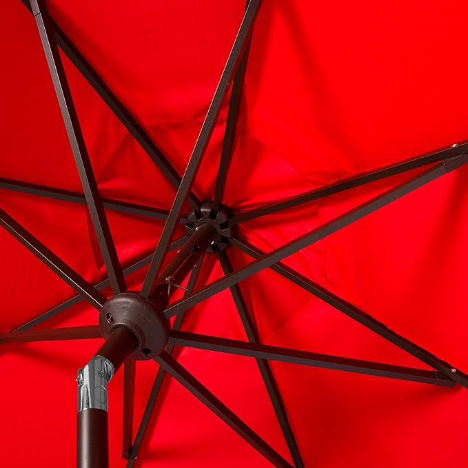 Safavieh Outdoor Milan Fringe 11-Foot Round Crank UV Protected Umbrella