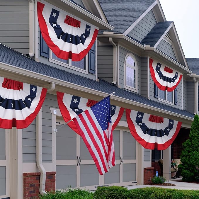 Tatuo 15 Pcs 3 x 6 Feet 250th Anniversary Pleated Fan Flags, 4th of July Patriotic Decorations American USA Bunting Flag Stars and Stripes Banner for Independence Day Memorial Day
