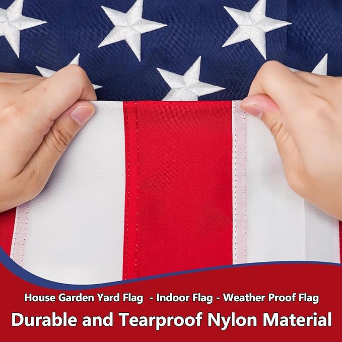 Us Flag 3 x 5 Heavy Duty Outdoor, American flag 600d,Flag Front Porch,Non Fading American Flag, Longest Lasting,with Embroidered Stars Reinforced Material , Brass Grommets,Sewn Stripes-Unmatched Durability in Any Weather.