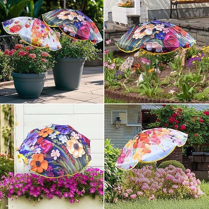 Plant Umbrellas for Outdoor Plants 50inch Higher 26inch Canopy Adjustable Angles Plant Shade Umbrella Sturdy Garden Shade Cover Sun Protection Umbrella for Potted Plants Garden Bed Flower Pot