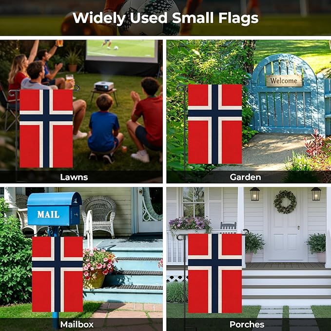 Norway Garden Flag 12 x 18 Inch, Norwegian Yard Flag Double Sided Burlap Outdoor Decor for Porch, Lawn, Mailbox, National Celebrations