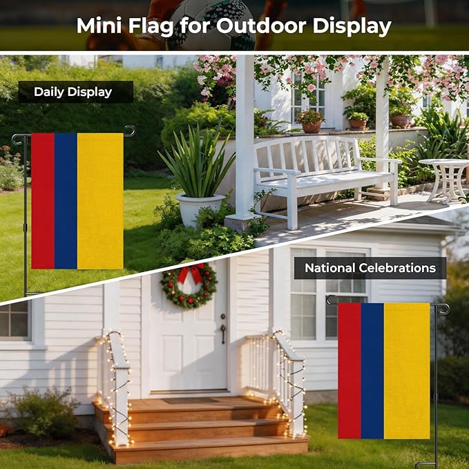 Colombia Garden Flag 12 x 18 Inch, Colombian Yard Flag Double Sided Burlap Outdoor Decor for Porch, Lawn, Mailbox, National Celebrations