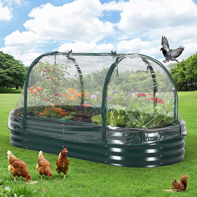 PeakPursuit Galvanized Raised Garden Bed Kit Large Durable Planter Raised Beds 6'x3'x1' for Vegetables Outdoor Metal Garden Raised Beds with Reinforced Design, Optimal Drainage & Easy Assembly