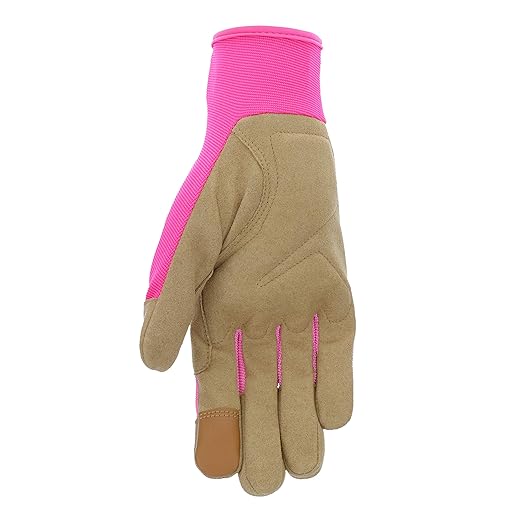 Miracle-Gro MG86208/WSM Synthetic Leather Palm Gloves – Small-Medium, Women’s High Dexterity Spandex Back Gloves with Hook and Loop Closure