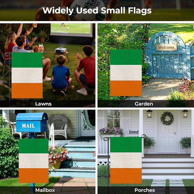 Ireland Garden Flag 12 x 18 Inch, Irish Yard Flag Double Sided Burlap Outdoor Decor for Porch, Lawn, Mailbox, National Celebrations