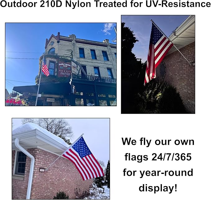 3x5 ft Heavy-Duty American Flag – 100% Made in USA, FMAA Certified – UV-Resistant 210D Outdoor Nylon with Embroidered Stars, Sewn Stripes, Brass Grommets, Reinforced Fly End for High-Wind