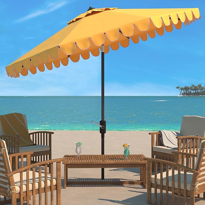 Safavieh Outdoor Venice 11-Foot Round Crank UV Protected Umbrella