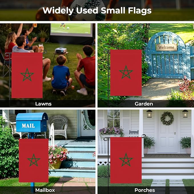 Morocco Garden Flag 12 x 18 Inch, Moroccan Yard Flag Double Sided Burlap Outdoor Decor for Porch, Lawn, Mailbox, National Celebrations
