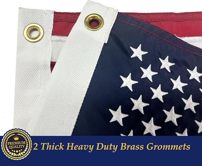 TOPFLAGS American USA Boat flag 16x24 US Flag - Heavy Duty Outdoor Unite States Flags Embroidered Stars Sewn Stripes with Brass Grommets