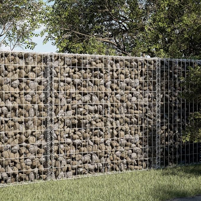 Galvanized Iron Gabion Basket with Cover 59.1"x39.4"x39.4" Outdoor Metal Planter Box for Raised Garden Bed, Landscaping, Stone Fence Wall Design