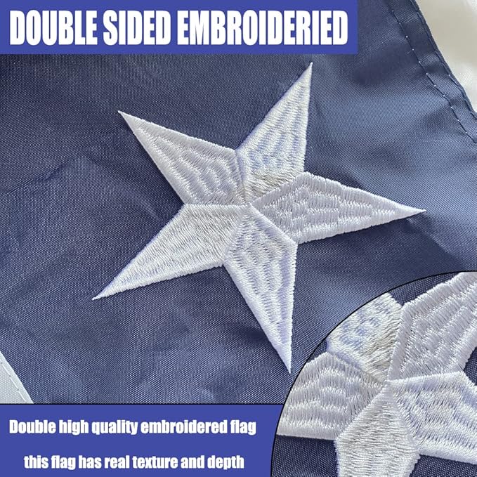 American Pleated Fan Flag Buntings for Outside 2x4- Heavy Duty USA Patriotic Bunting Banner Flags with Embroidered Stars and 3 Brass Grommets 4th of July Memorial Day Party Outdoor Decoration