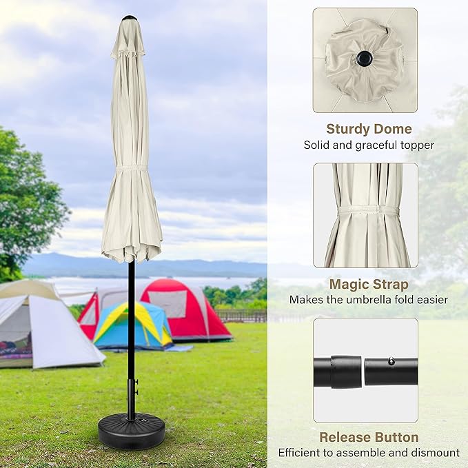 Simple Deluxe 2 Pack 9ft Patio Umbrella Outdoor Table Market Umbrella, 8 Sturdy Ribs for Garden, Deck, Backyard, Pool, Creamy White