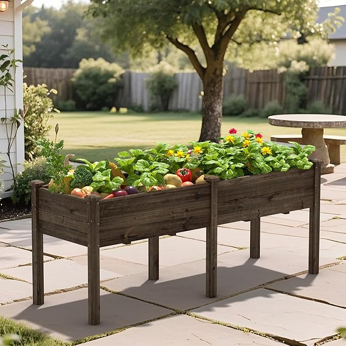 MUPATER 6'x1.8' Raised Garden Bed – Elevated Planter Box with 8 Drainage Holes, 6.8 Cubic Feet Large Capacity, Six-Leg Design for Garden, Patio, and Greenhouse, Rustic