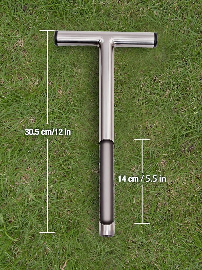 Soil Probe 12in with Pushing Tool, T-Handle Soil Sample Probe Rod Stainless Steel, Soil Sampler Probes for Soil Sampling, Soil Test Kit for Gardening