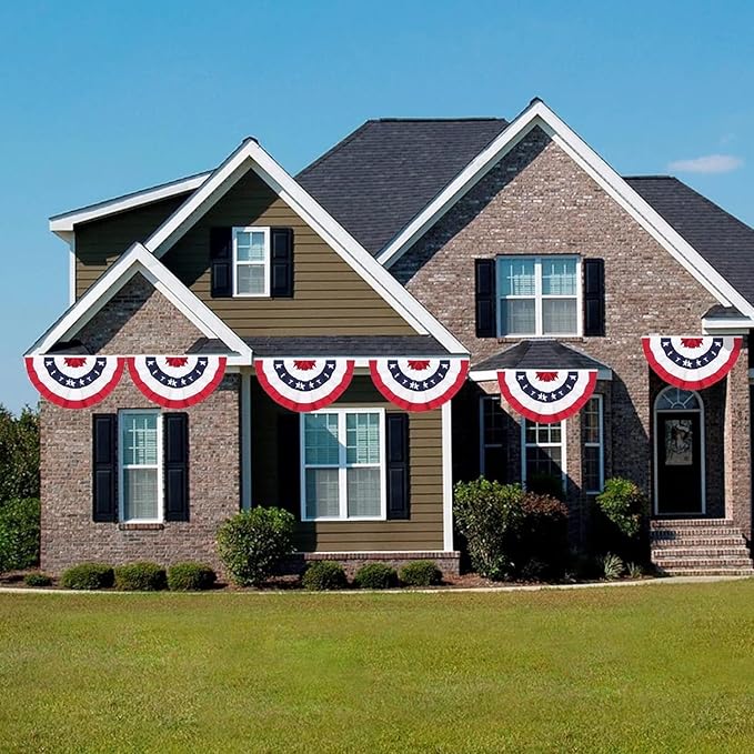 American Pleated Fan Flag, 3 x 1.5 Ft USA Patriotic Half Fan Bunting, Indoor Outdoor 4th of July Memorial Day 250th Anniversary Decorations (20 Pcs)