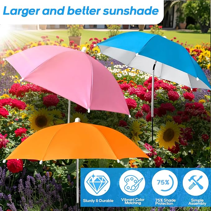 Plant Umbrellas for Outdoor Plants with 3 Garden Tools, Adjustable Height Garden Sun Shade for Potted Plants and Flower Beds, UV Protection Plant Shade Umbrella for Vegetables Patio Garden