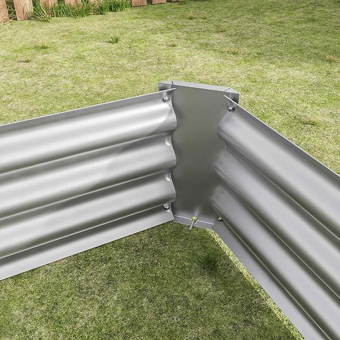 Raised Garden Beds Outdoor, Rectangle Galvanized Metal Planter Box with Kit, Above Ground Garden Bed for Vegetables Herbs Flowers and Plants (Silver, 6×3×1)