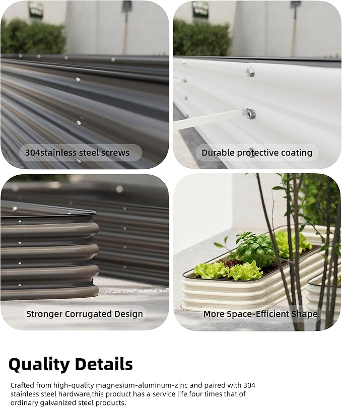 DaisyVibe Raised Garden Bed Kit, Planter Raised Garden Boxes Outdoor, Oval Large Metal Raised Garden Beds for Vegetables Flowers (Gray, 6.5ftx2ftx1ft)