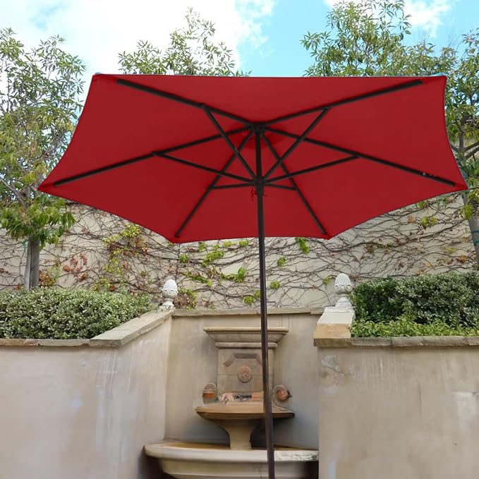 Formosa Covers 9ft 6 Ribs Market Patio Umbrella Replacement Canopy - Top Canvas - 600D UV Protective and Water Resistant Umbrella Fabric - Premium Replacement Canopy Cover ONLY (Brick)