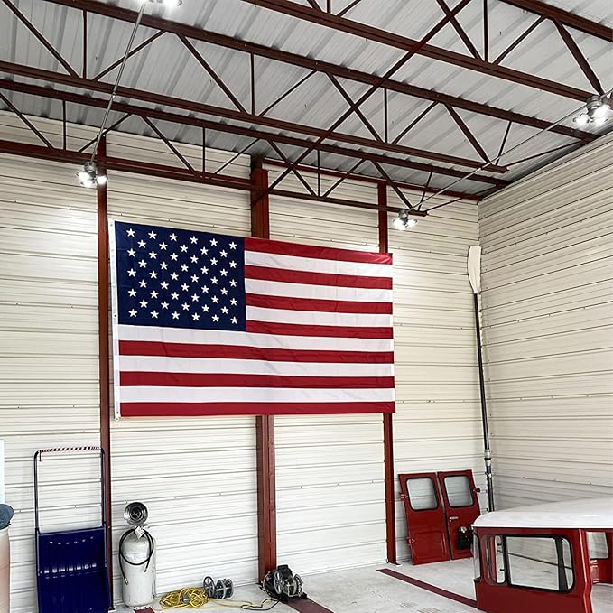 TOPFLAGS American Flag 20x38 Ft Large US Flags Heavy Duty Embroidered Stars Sewn Stripes USA Giant Flags Outdoor 5 Brass Grommets for Outside Wall