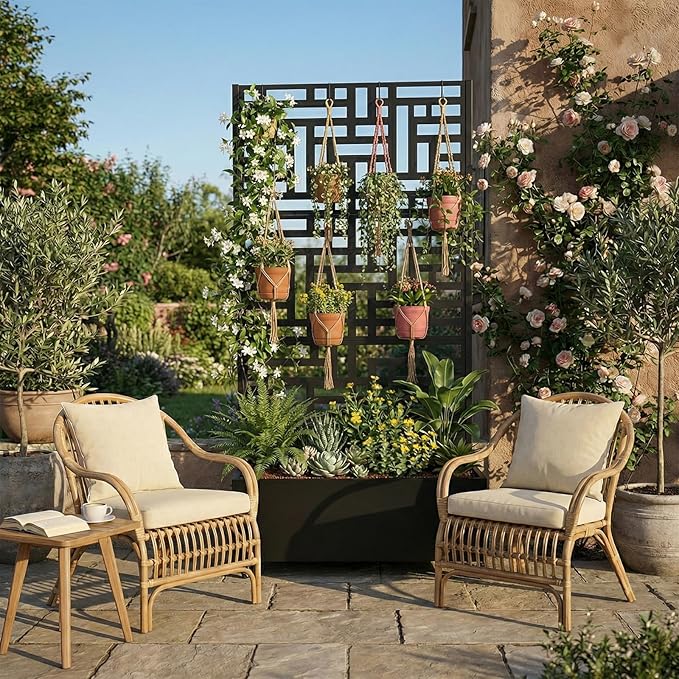 Metal Planter with Trellis & Wheels 70.87x35.43x15.75 Inch Raised Garden Bed with Trellis Privacy Planters for Patio Garden Bed for Climbing Plants