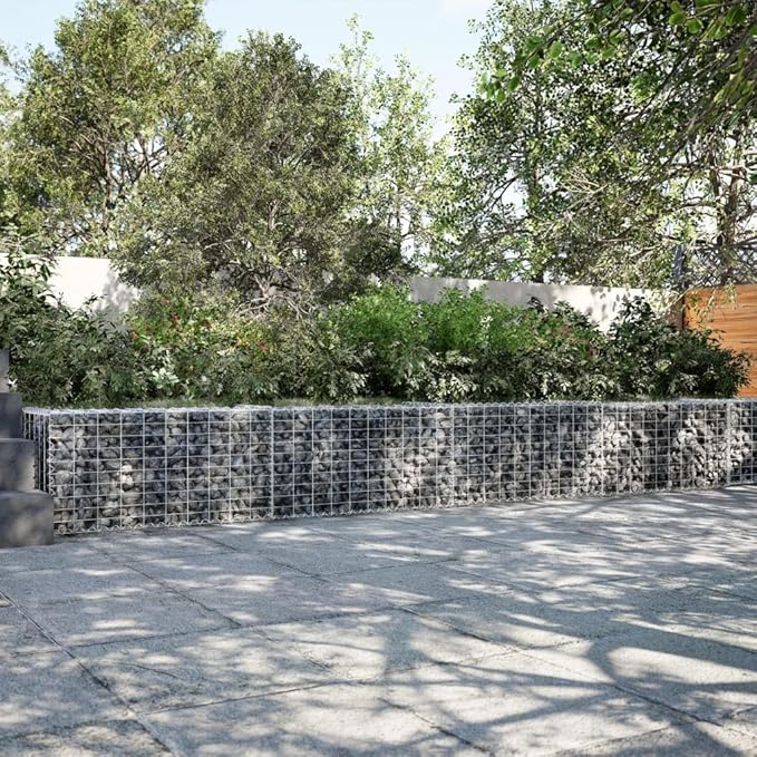 Galvanized Iron Gabion Basket with Cover 315"x19.7"x19.7" Outdoor Metal Raised Garden Bed Planter Box for Landscaping Stone Walls