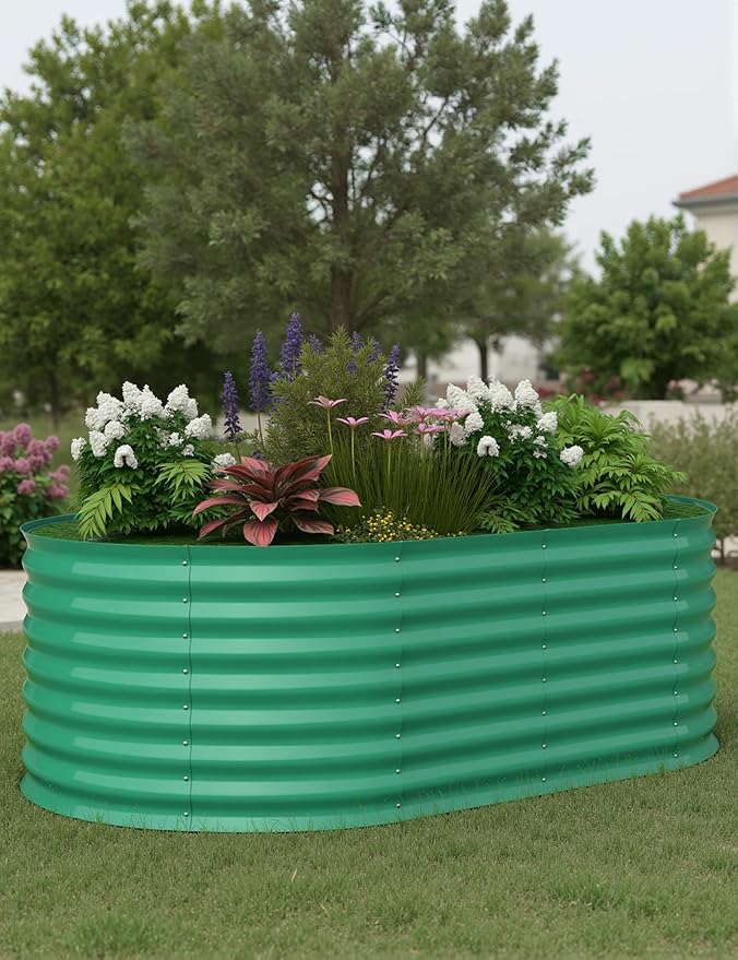Outdoor and Indoor use Garden Raised Garden Bed Kits, 6x3x2 ft ft Metal Raised Planter Bed for Vegetables Flowers Ground Planter Box- Green