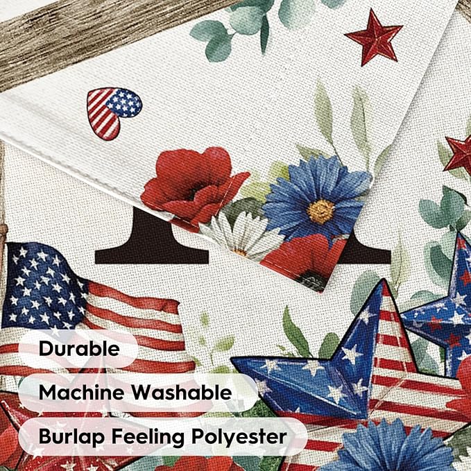 AVOIN colorlife Initial Letter H Monogram Patriotic Garden Flag 12x18 Inch Double Sided Outside, 4th of July Memorial Day Floral Family Last Name Yard Outdoor Decoration