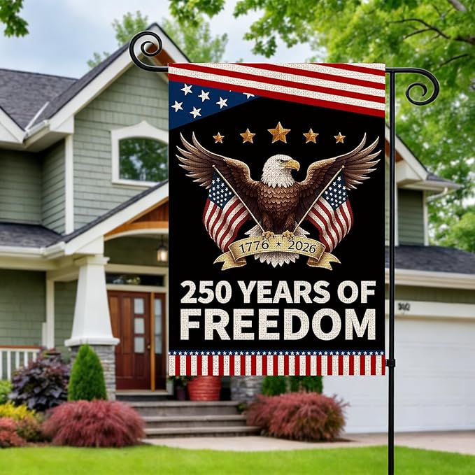 250 Anniversary Usa Garden Flags for Outside, 250 Anniversary USA Flag with Eagle Design, Patriotic 4th of July Decorations 1776-2026 Yard Sign Double-Sided Waterproof Flag 12x18 Inch 250 Year American Flag
