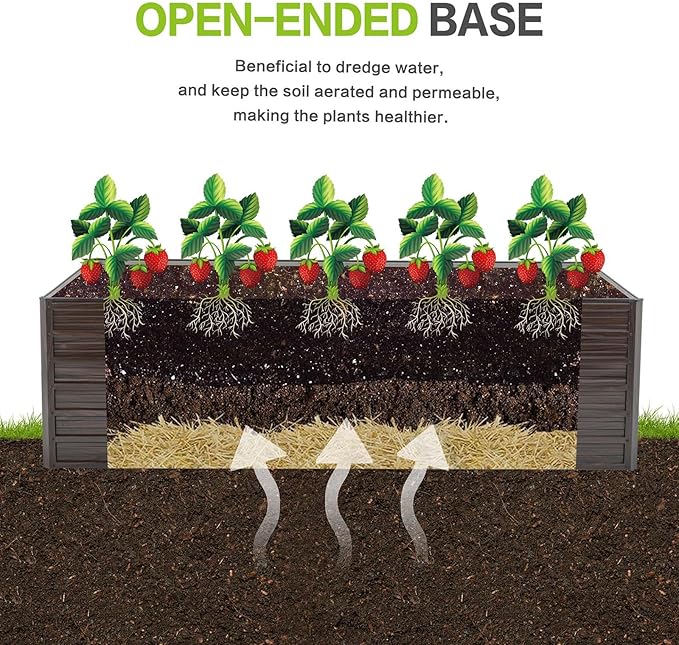 Metal Raised Garden Bed 8x4x2 FT, Outdoor Galvanized Planter Box with 4 Reinforced Bars,Rectangle Vegetable & Flower Beds for Herbs, Fruits, Planting (8x4x2FT-1PC)