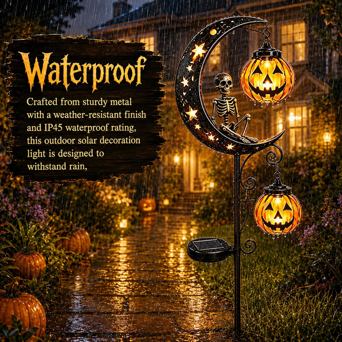 Solar Halloween Black Cat Garden Stake Light