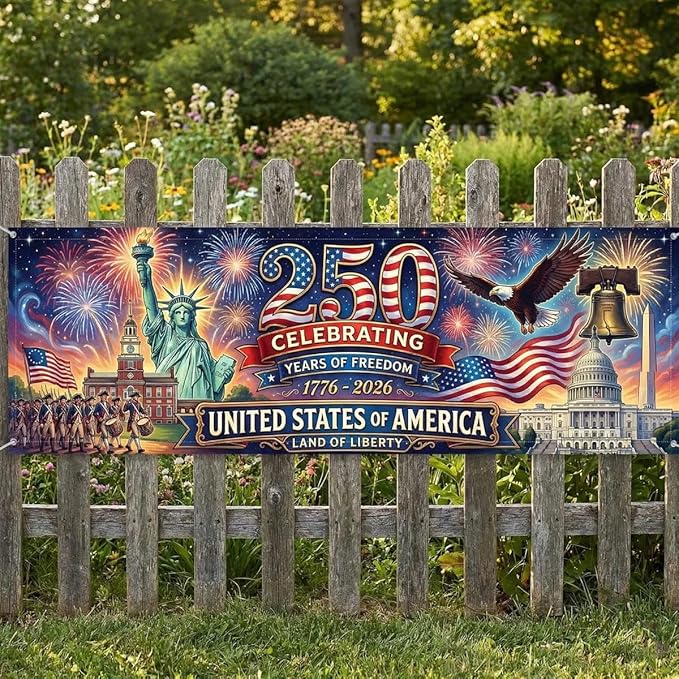 America 250 Banner Custom Family Name American Heritage Display Flag 71x24 Inches Polyester - 250 Anniversary USA Banner Outdoor Indoor