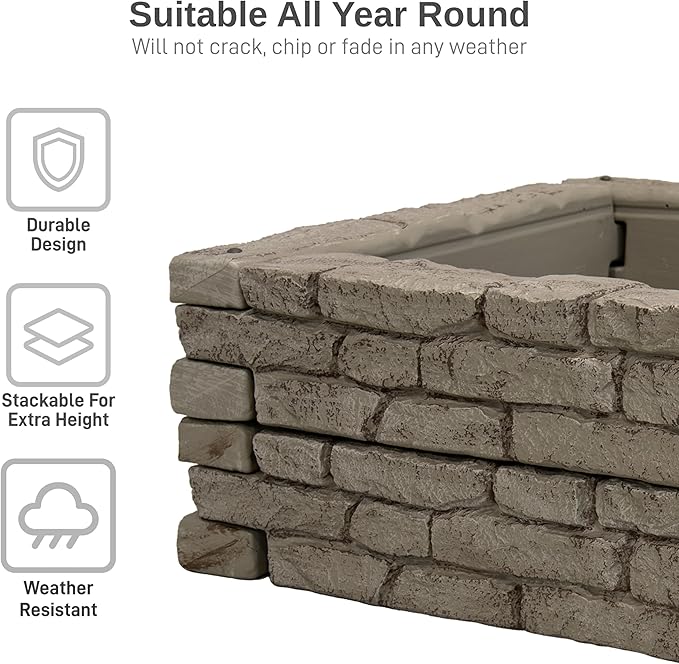 RTS Home Accents Rock Lock Raised Garden Bed Kit, 48" Square