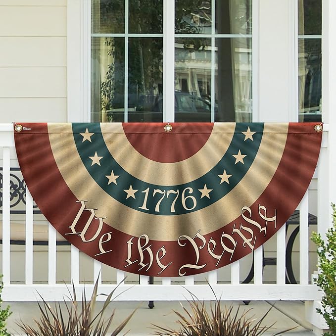 FLAGWIX Outdoor American Flag 4th of July Decorations - Non-Pleated American Bunting Flags Outdoor 1.5x3 ft (Pack 4) - Patriotic Fourth of July Decorations Garden Decor, Veteran Gifts for Men Women