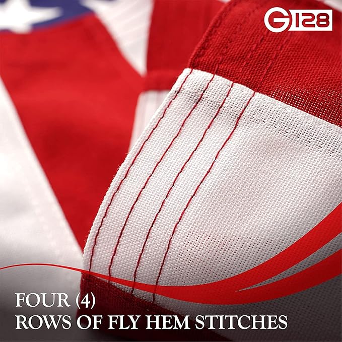 G128 3x5 Ft American USA Flag Deluxe TearProof Series, Featuring Super Tough Spun Polyester, Embroidered Stars, American Flag For Outside High Winds