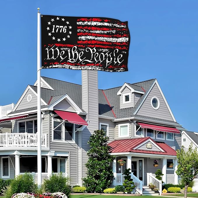 We The People Flag 3x5 Ft Outdoor 1776 American Flag Polyester Double Sided Mirror Printing for Outside House Indoor Yard Patriotic Banner Decor